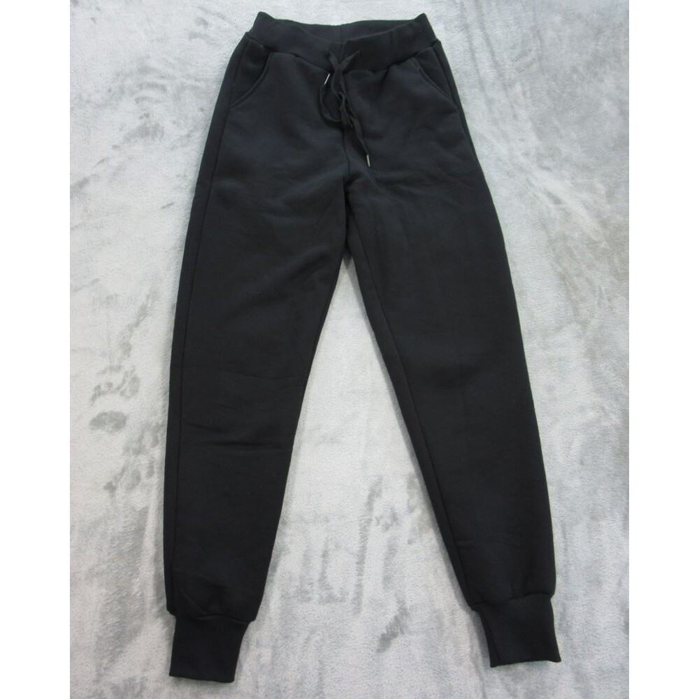 Yeokou Womens XS Sweatpants Cozy Jogger Pants Sherpa Lined Athletic Black